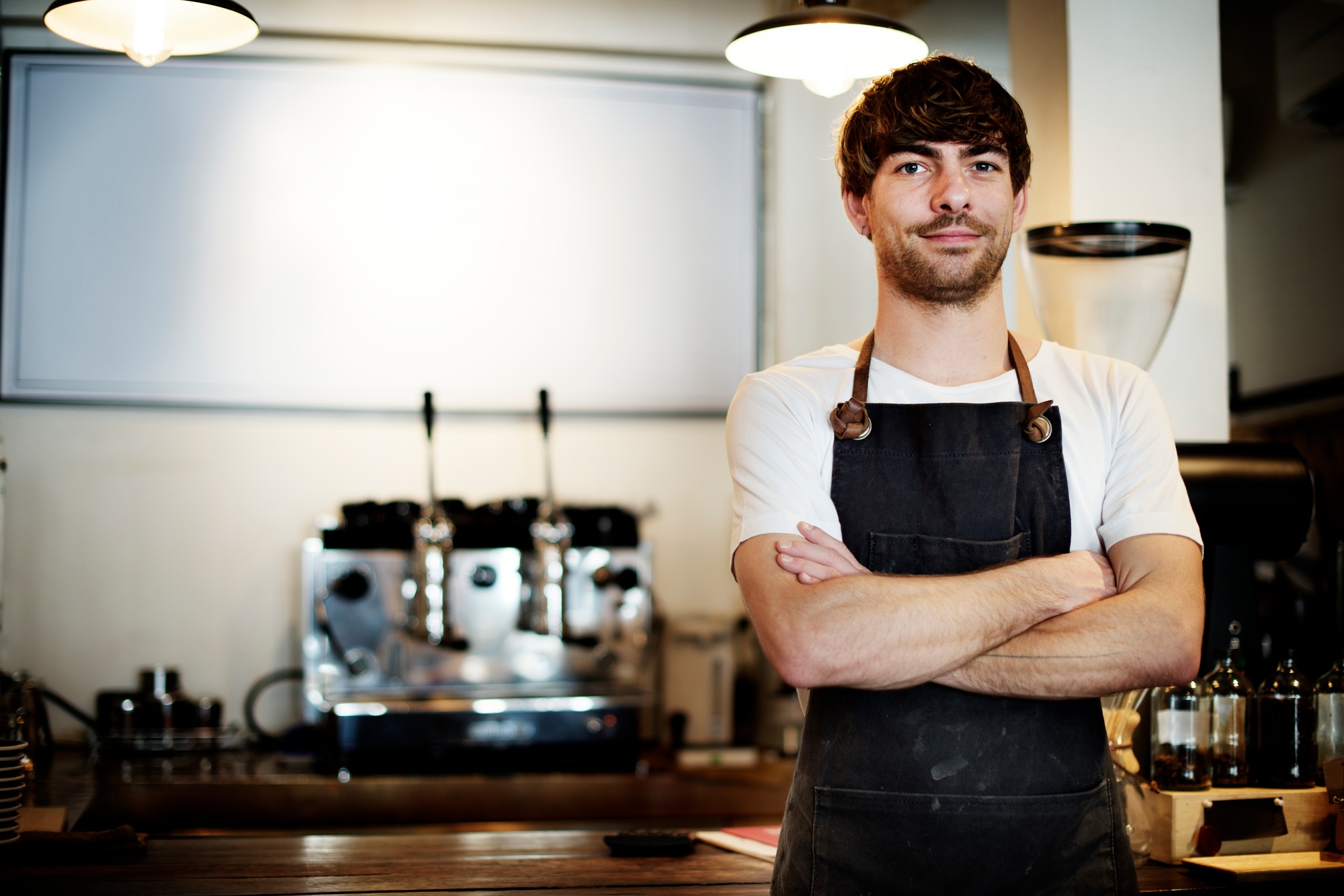 Waiter coffee machine in coffee shop