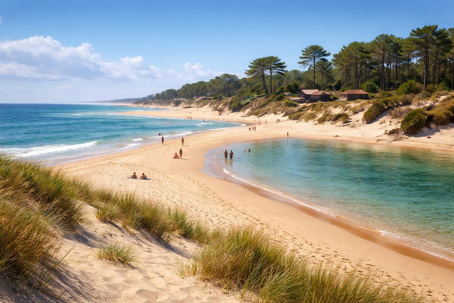 explorez la plage des américains au cap ferret, un trésor secret de la côte d'argent, offrant sable fin et eaux cristallines pour des moments inoubliables.