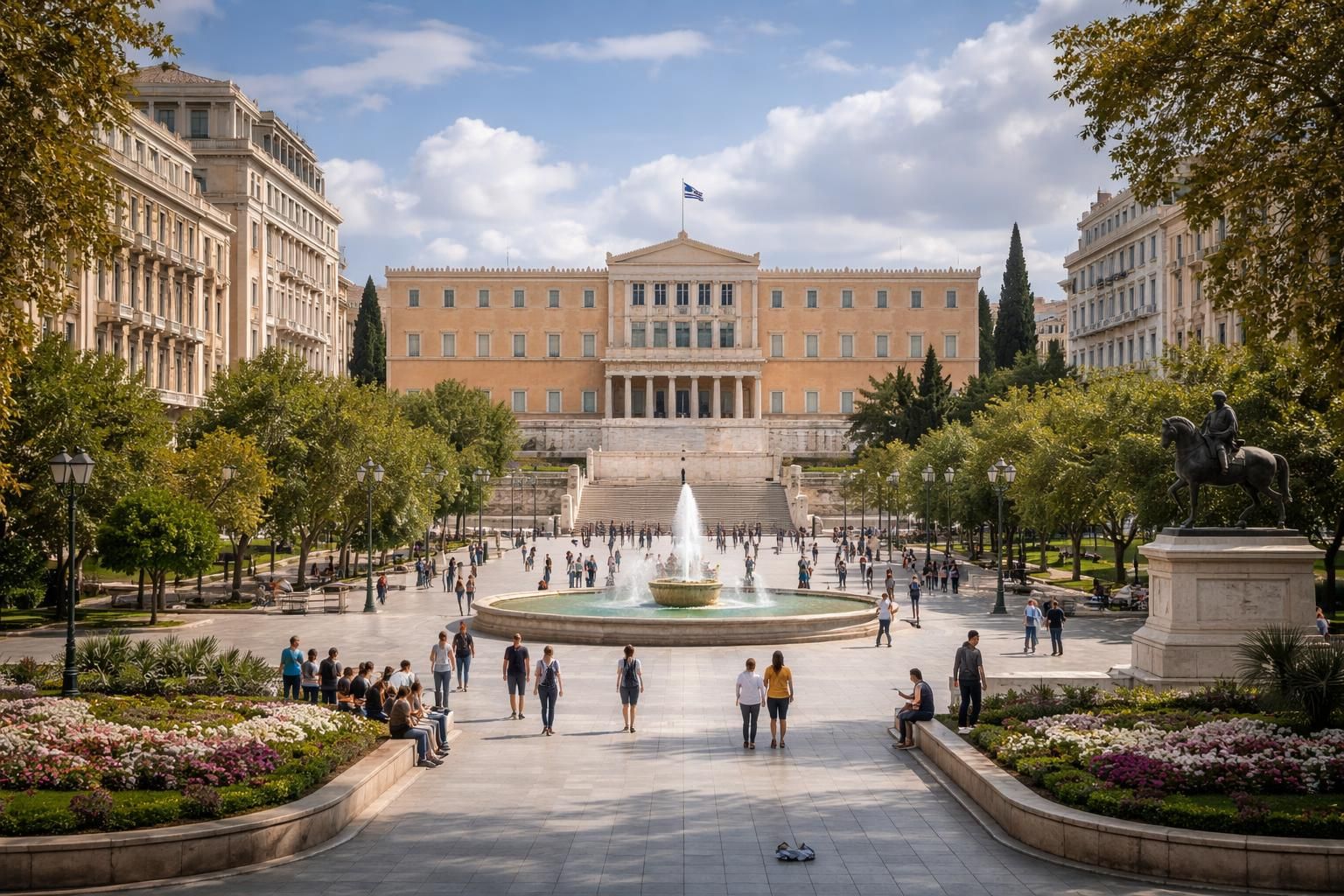 découvrez l'architecture impressionnante de la place syntagma à athènes, avec ses monuments emblématiques qui racontent l'histoire et la culture grecque.