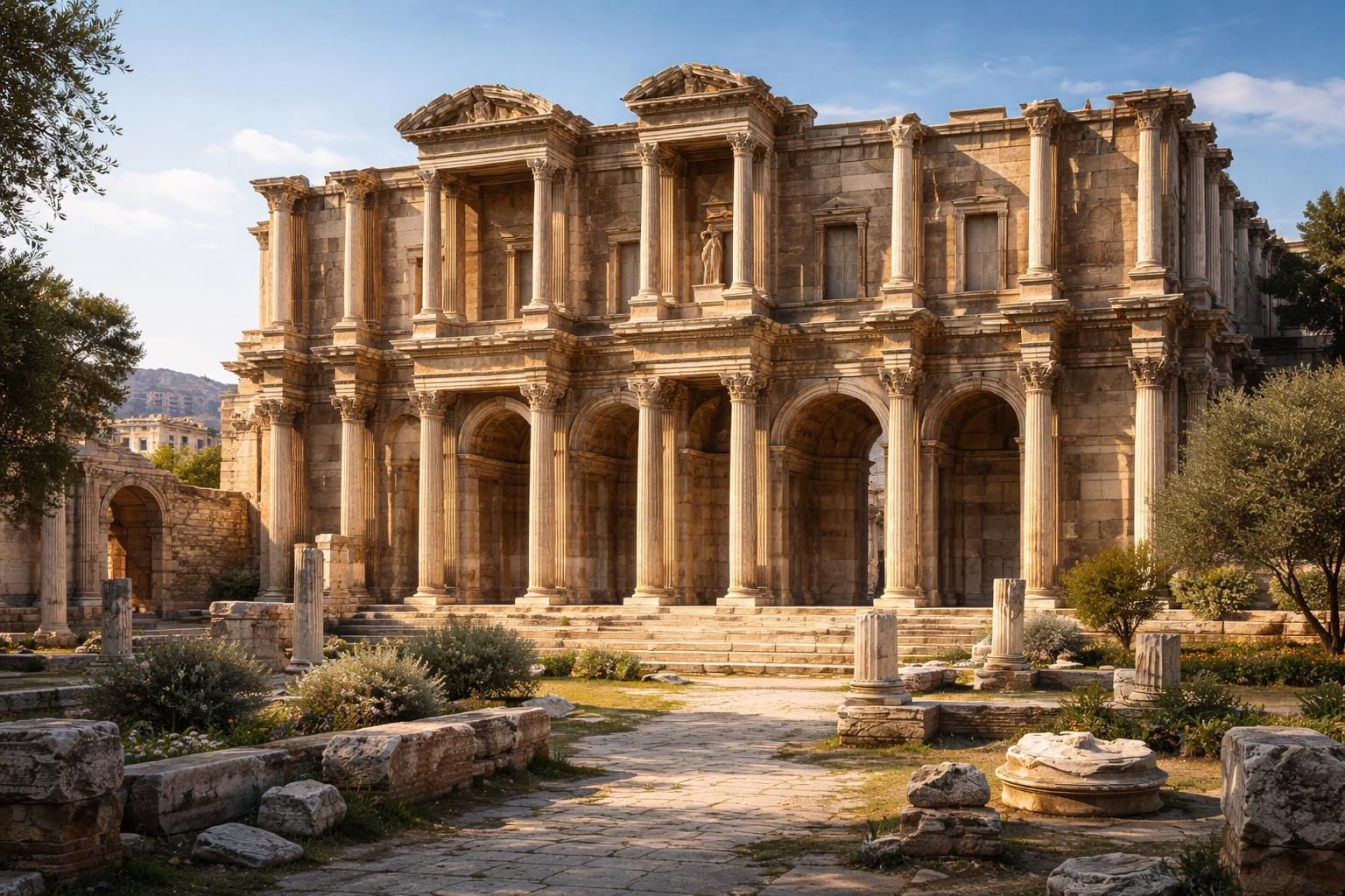découvrez les merveilles architecturales de la bibliothèque d'hadrien, un trésor historique alliant beauté et savoir au cœur de l'antiquité romaine.