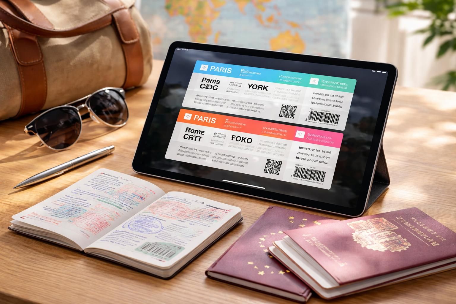 organisez facilement votre voyage à l’étranger en stockant vos billets et passeports directement sur votre ipad pour un accès rapide et sécurisé.