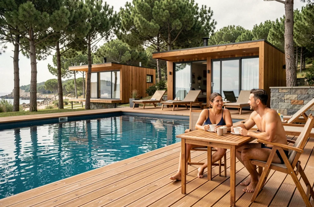 Piscine chauffée et hébergements haut de gamme du camping Le Ruisseau à Bidart